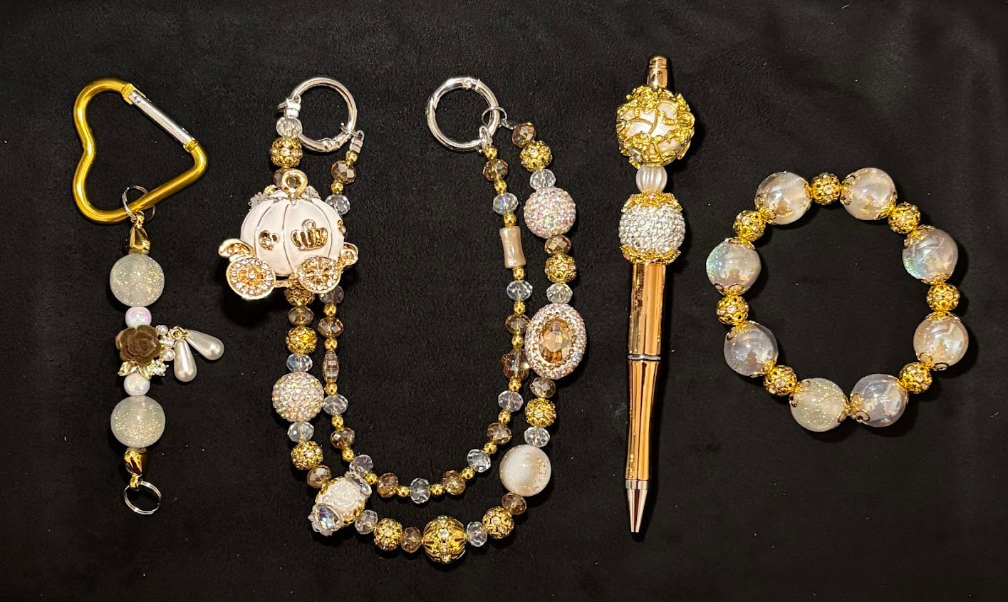 YOUR CHARIOT AWAITS TOO - Beaded Charm, Keychain, Pen & Stretch Bracelet Set