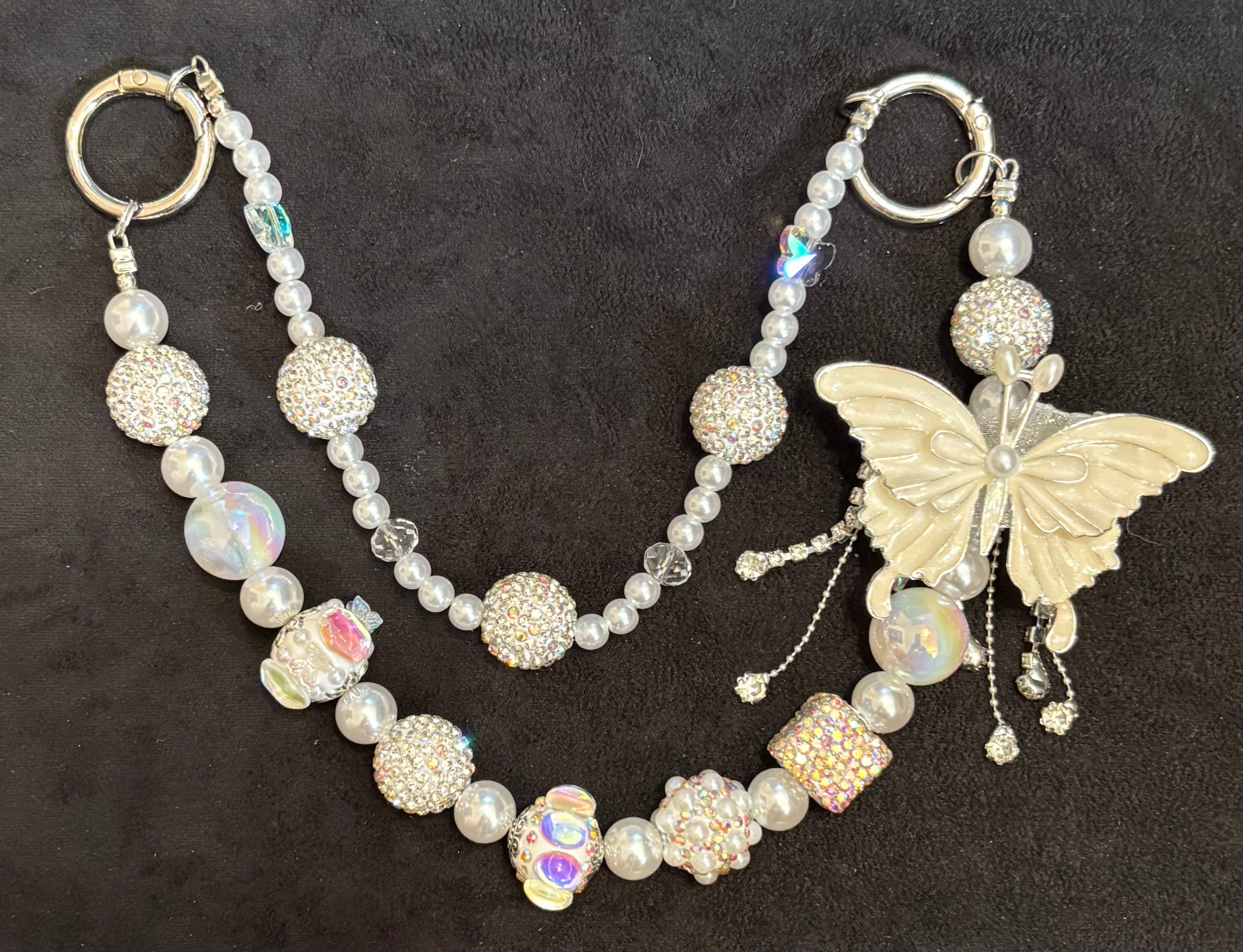 WINGED BLING- Beaded Charm, Keychain Wristlet, Pen & Stretch Bracelet Set