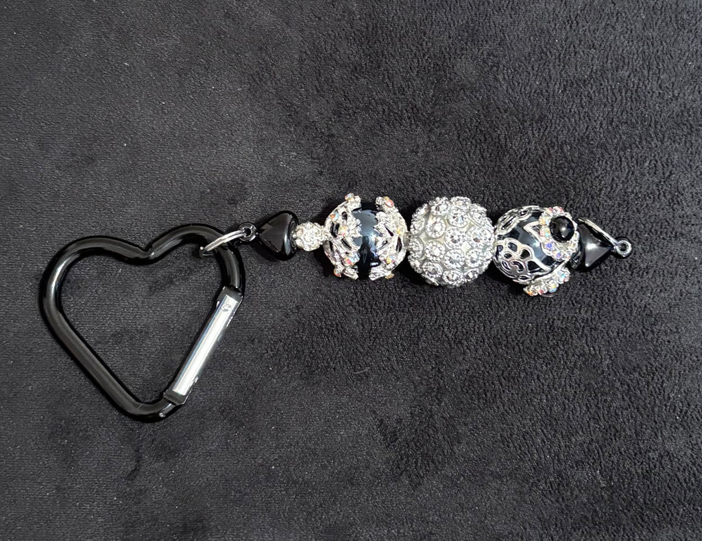 BLACK TIE AFFAIR - Beaded Charm, Keychain, Pen & Stretch Bracelet Set