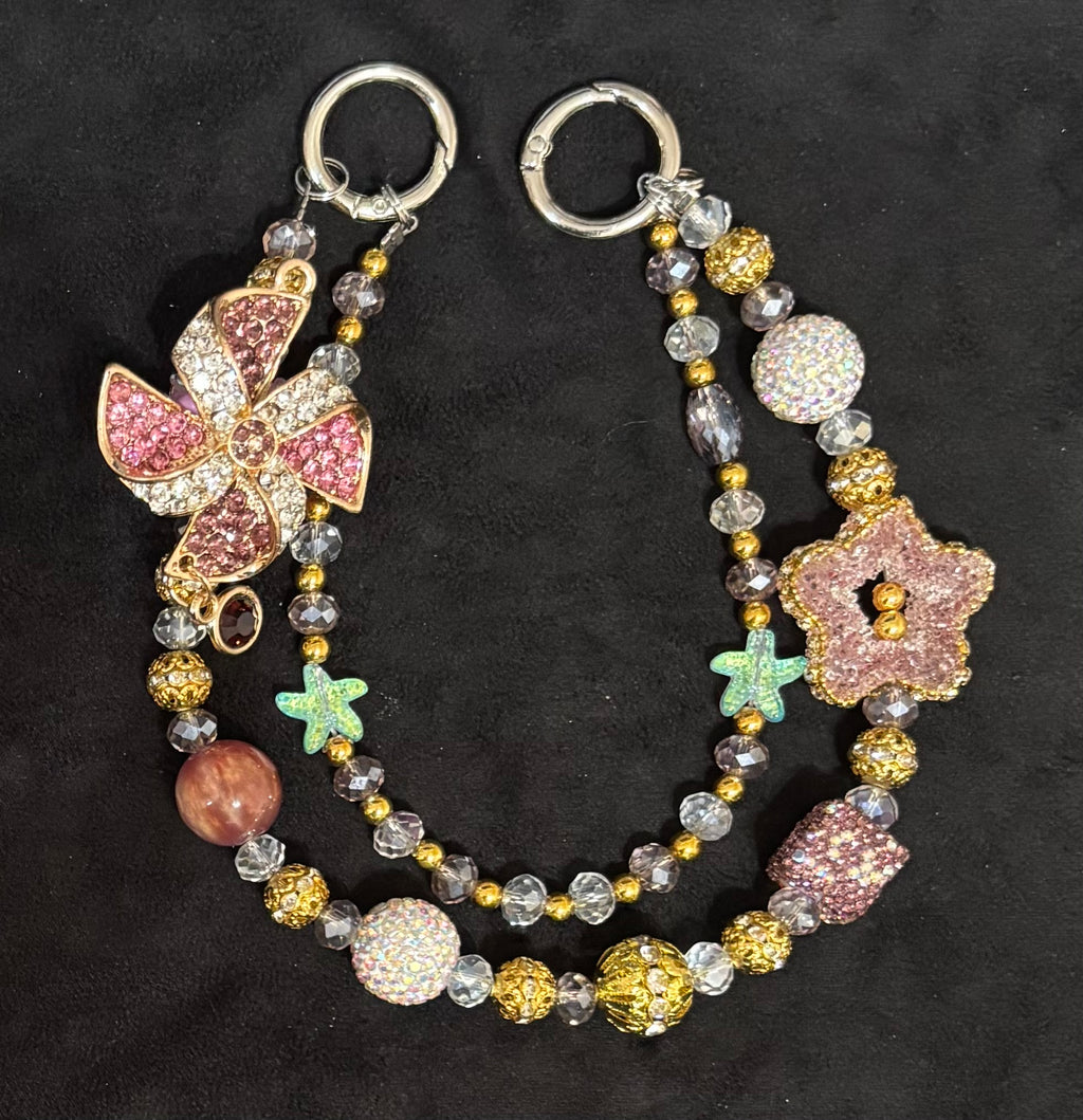PINWHEEL PARTY - Beaded Charm, Keychain Wristlet, Pen & Stretch Bracelet