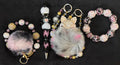 FOXY FAUX FUR - Beaded Charm, Keychain, Pen & Stretch Bracelet Set