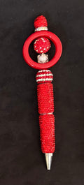 Red Geometric Beaded Pen