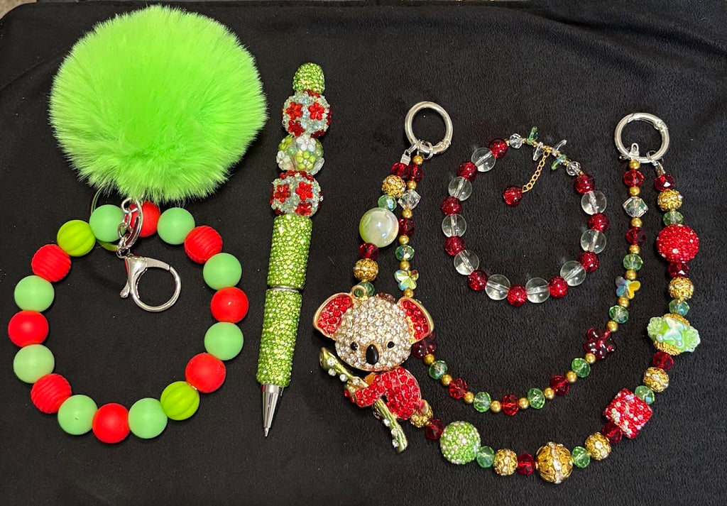 KOALA-FIED TO CHARM - Beaded Charm, Keychain Wristlet, Pen & Stretch Bracelet